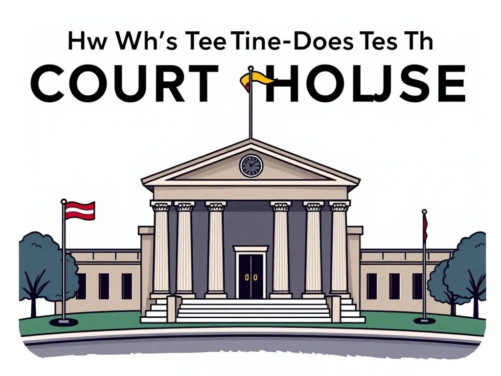 Courthouse building with limited business hours sign