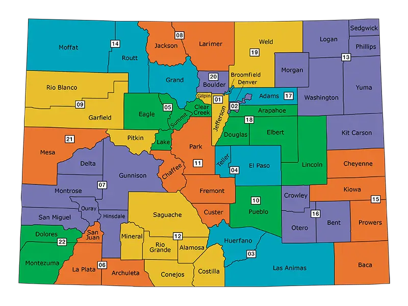Colorado map by Counties
