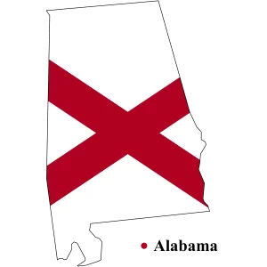 Alabama Us state Map & flag