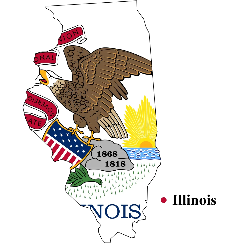 Illinois Us state Map & flag