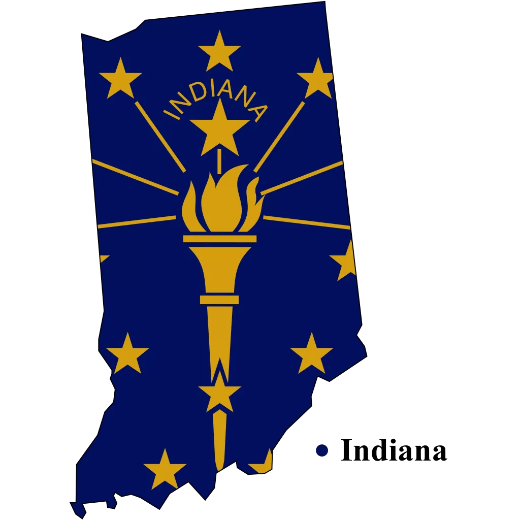 Indiana Us state Map & flag