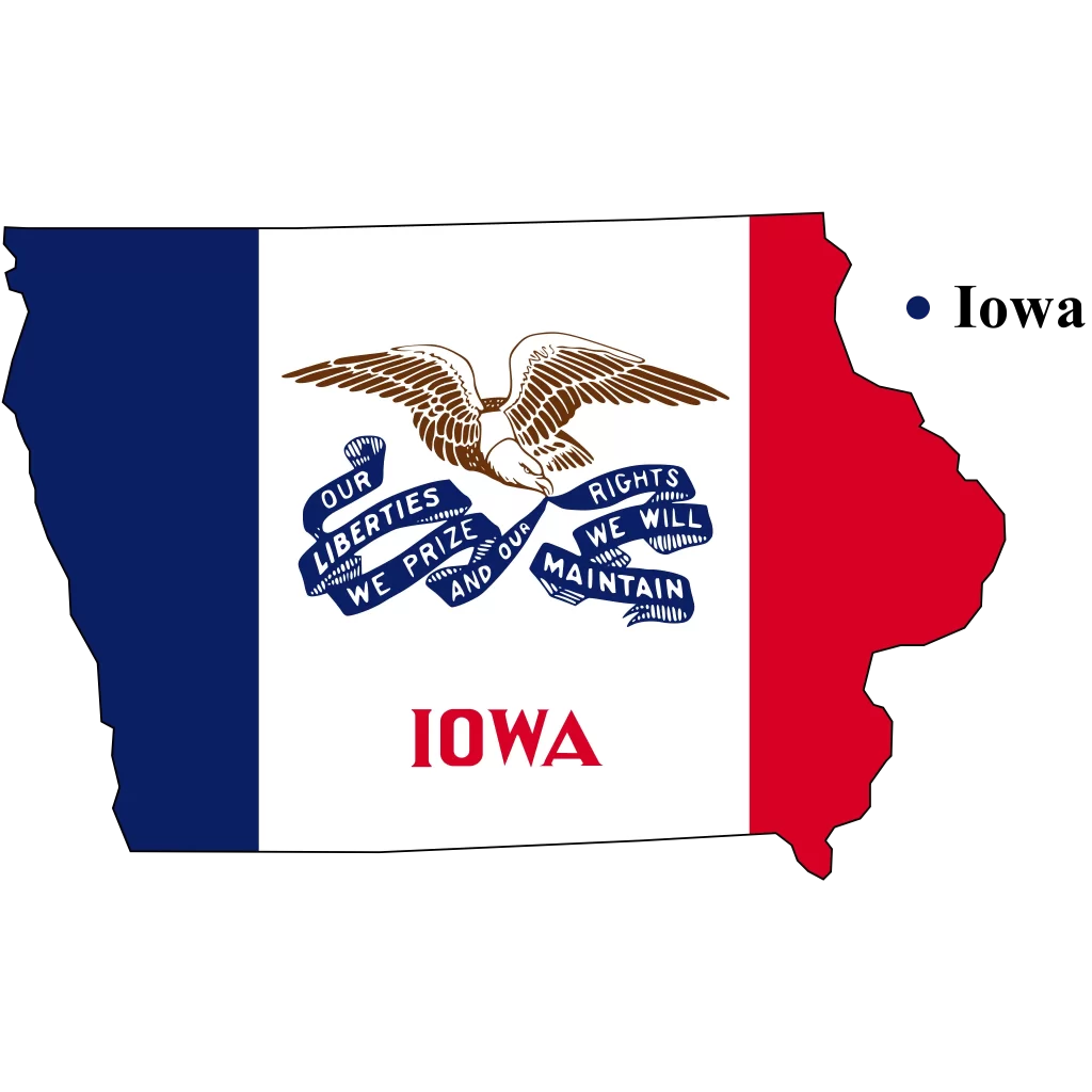 Iowa Us state Map & flag