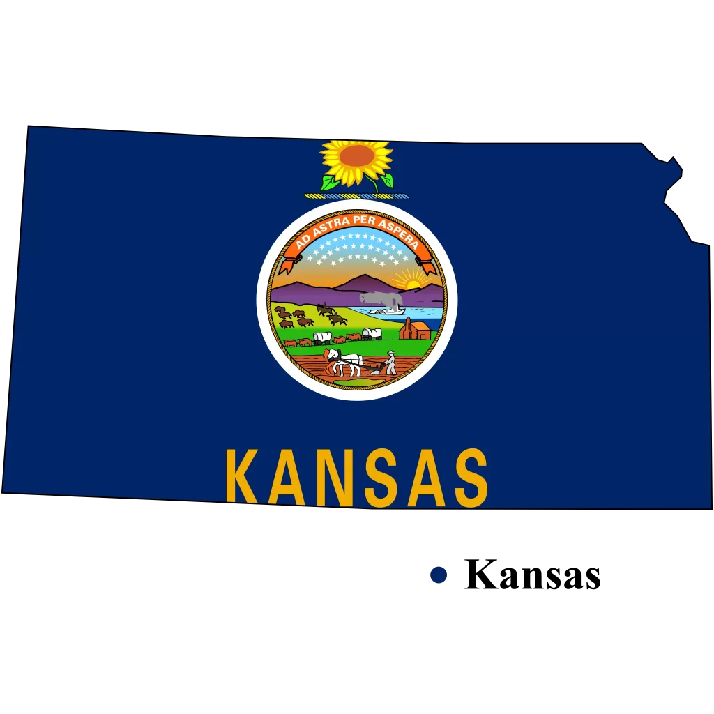 Kansas Us state Map & flag