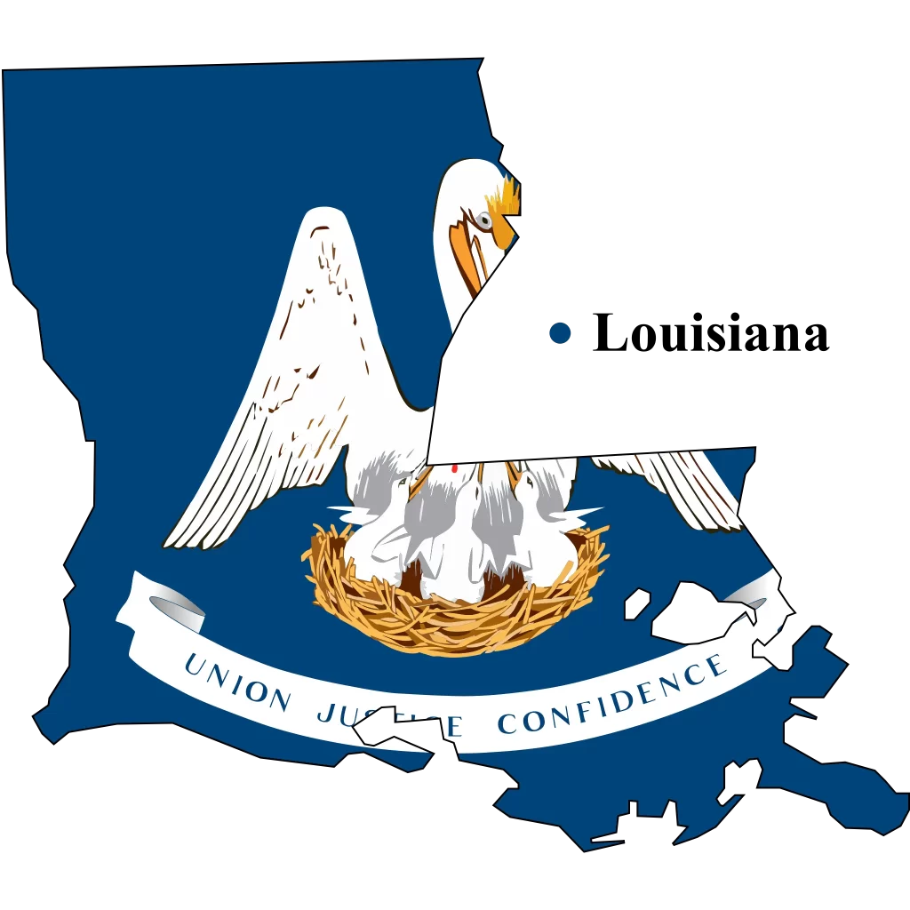 Louisiana Us state Map & flag