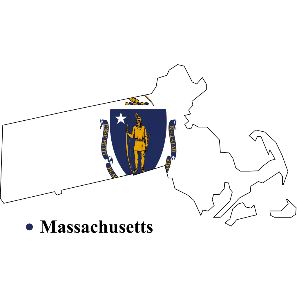 Massachusetts Us state Map & flag