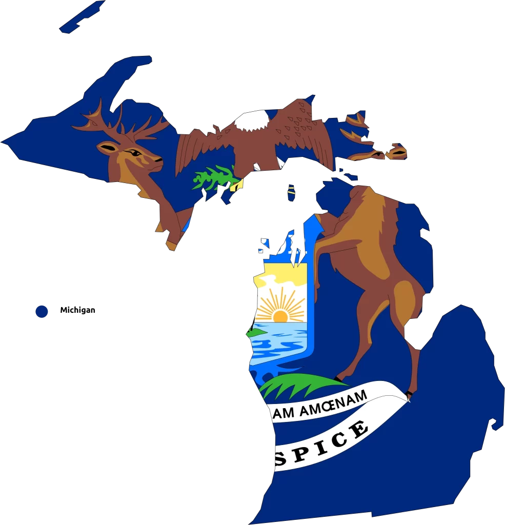 Michigan Us state Map & flag