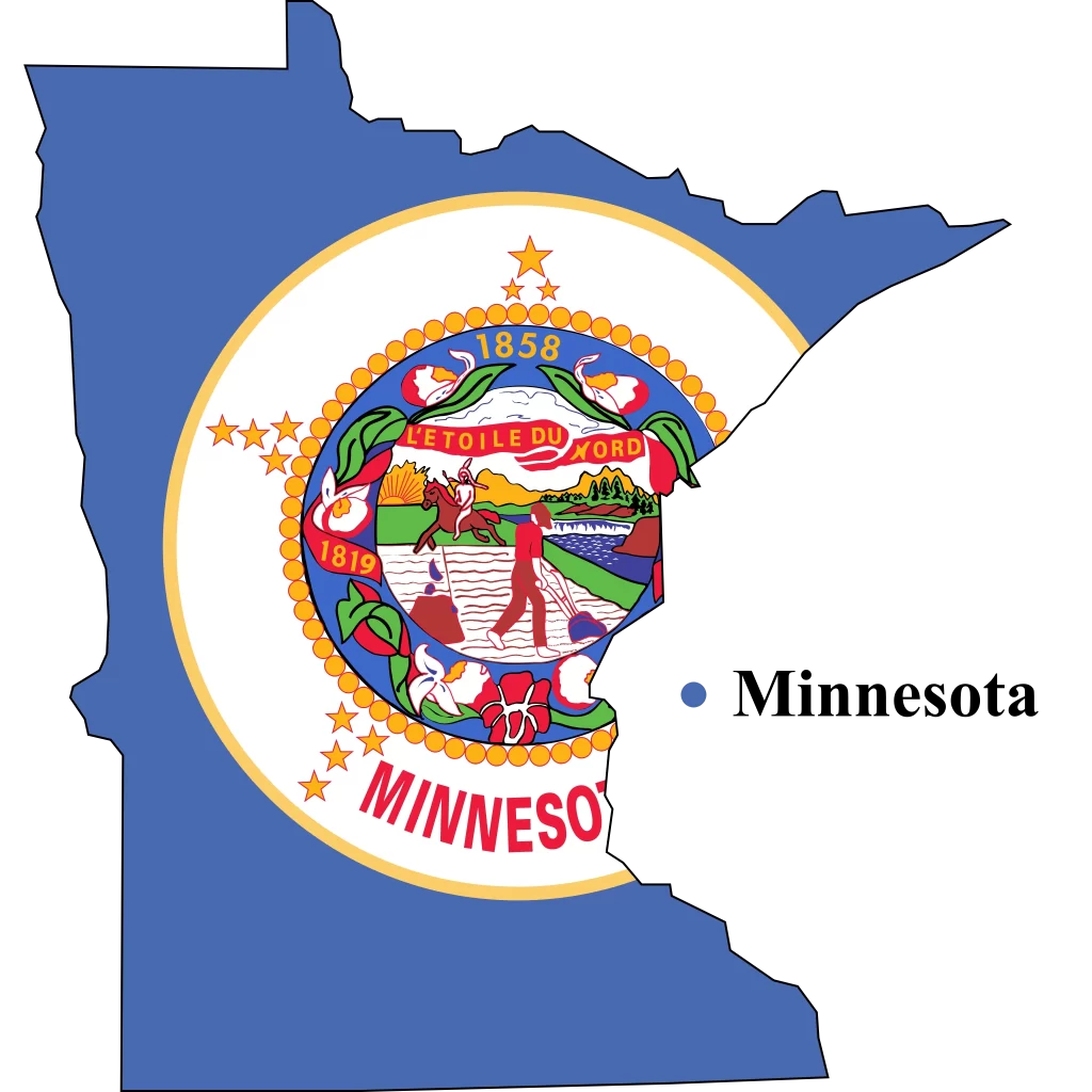 Minnesota Us state Map & flag