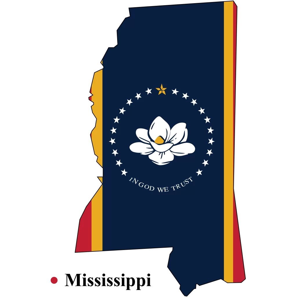 Mississippi Us state Map & flag