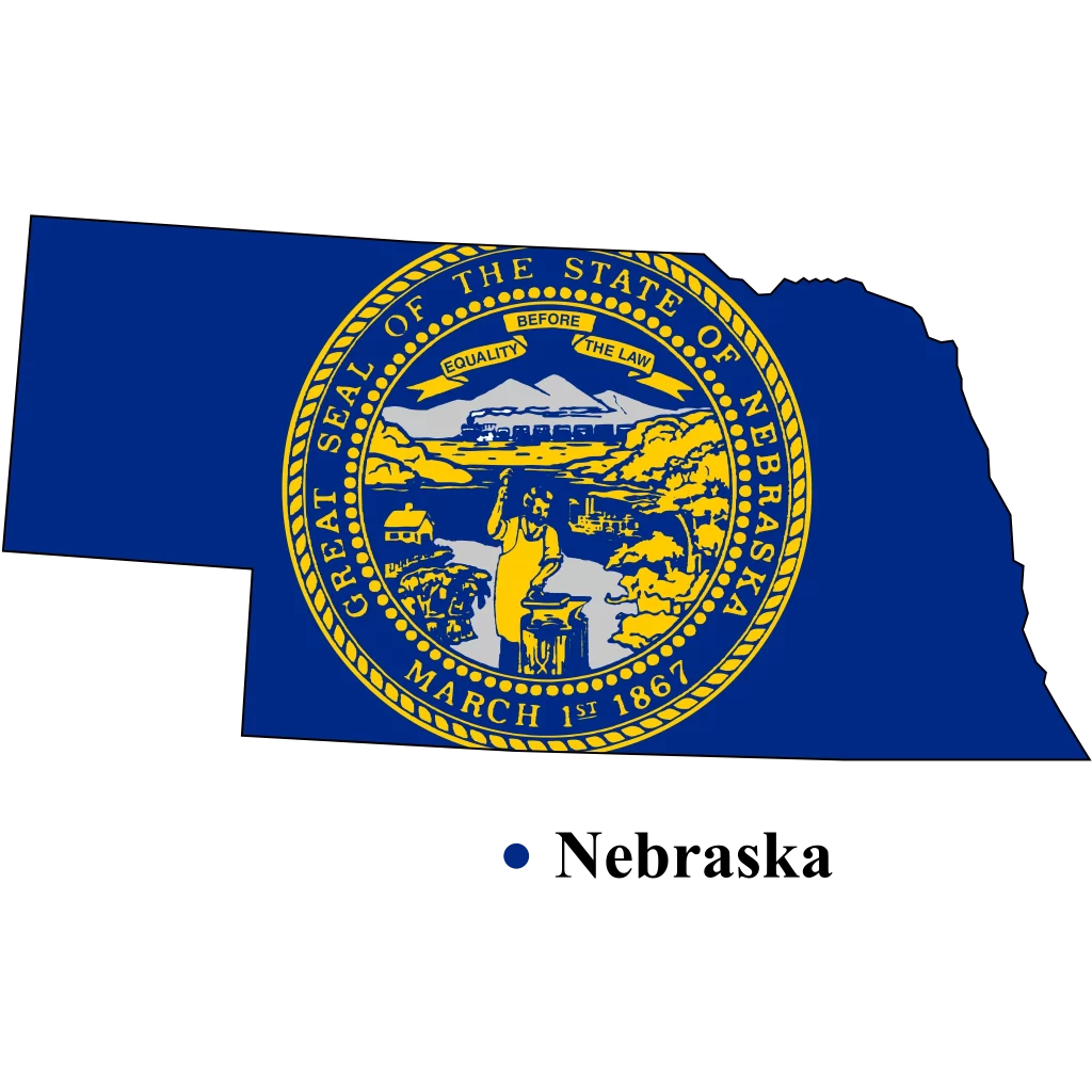 Nebraska Us state Map & flag