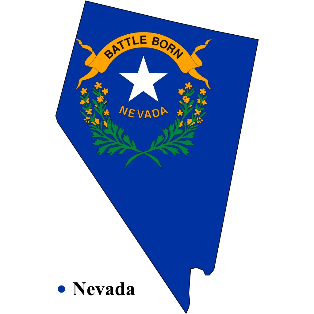 Nevada Us state Map & flag
