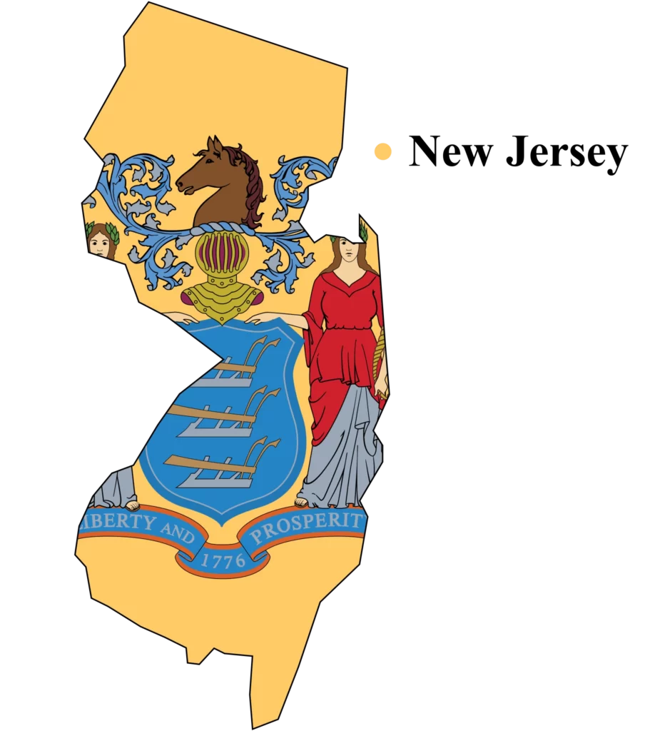 New Jersey Us state Map & flag