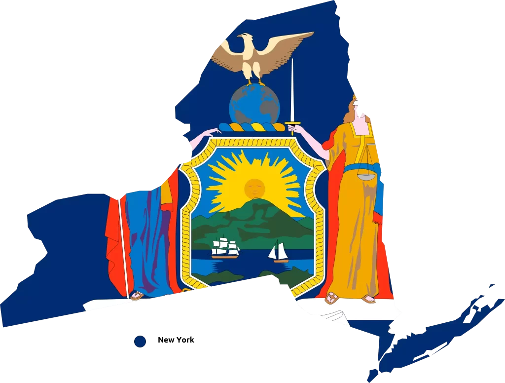 New-York Us state Map & flag