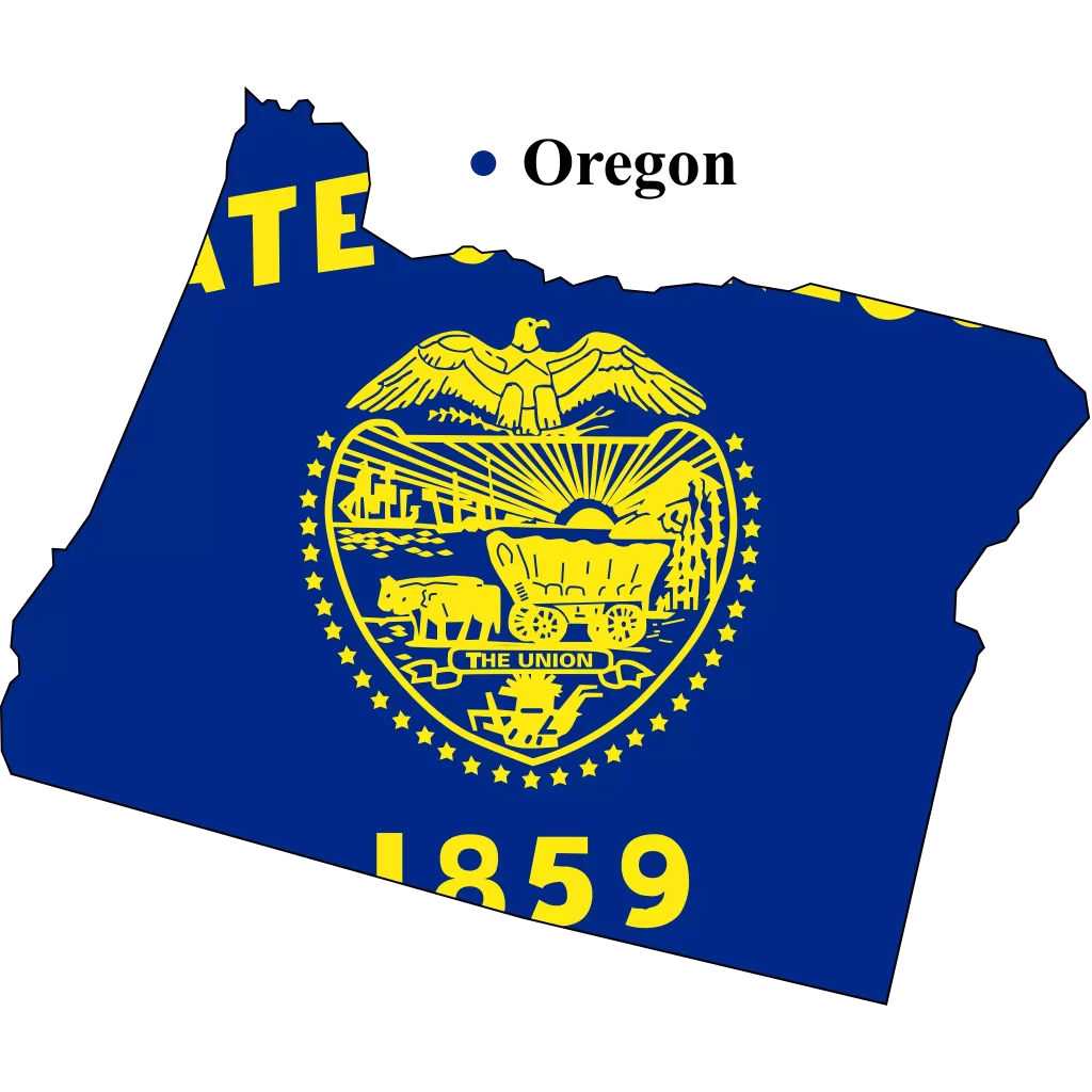 Oregon Us state Map & flag