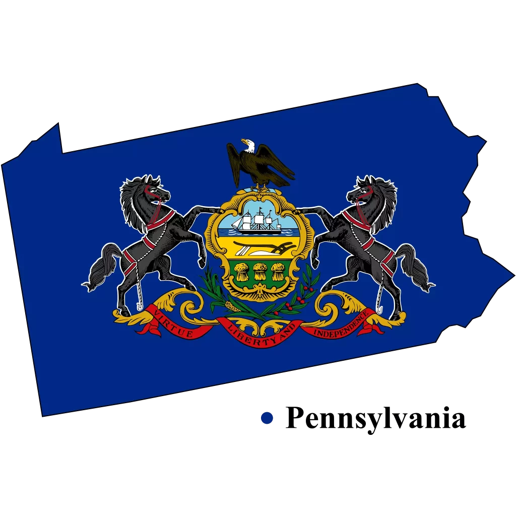 Pennsylvania Us state Map & flag