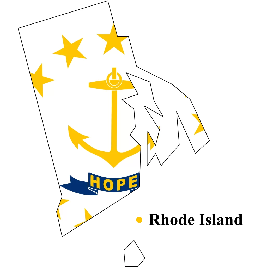 Rhode-Island Us state Map & flag