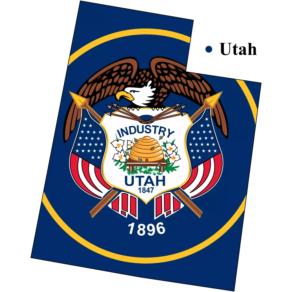Utah Us state Map & flag