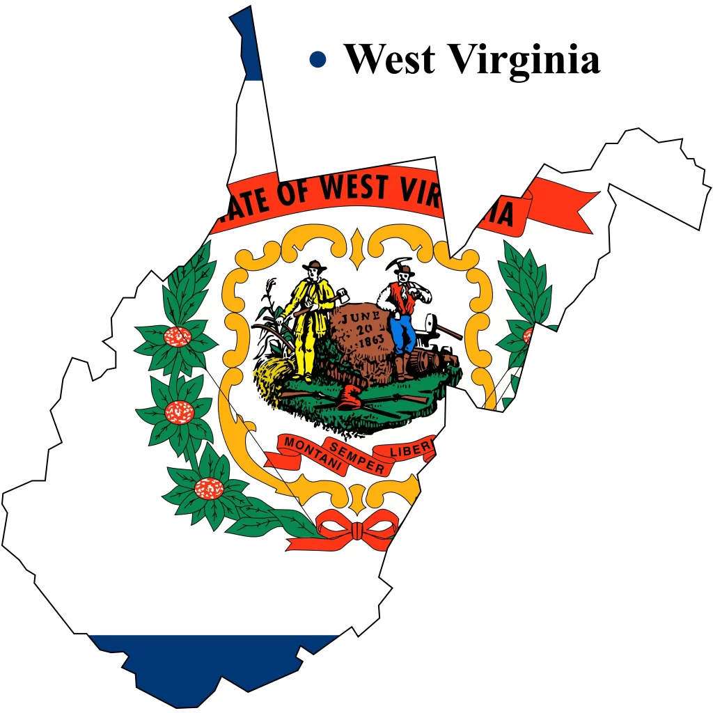 West-Virginia Us state Map & flag