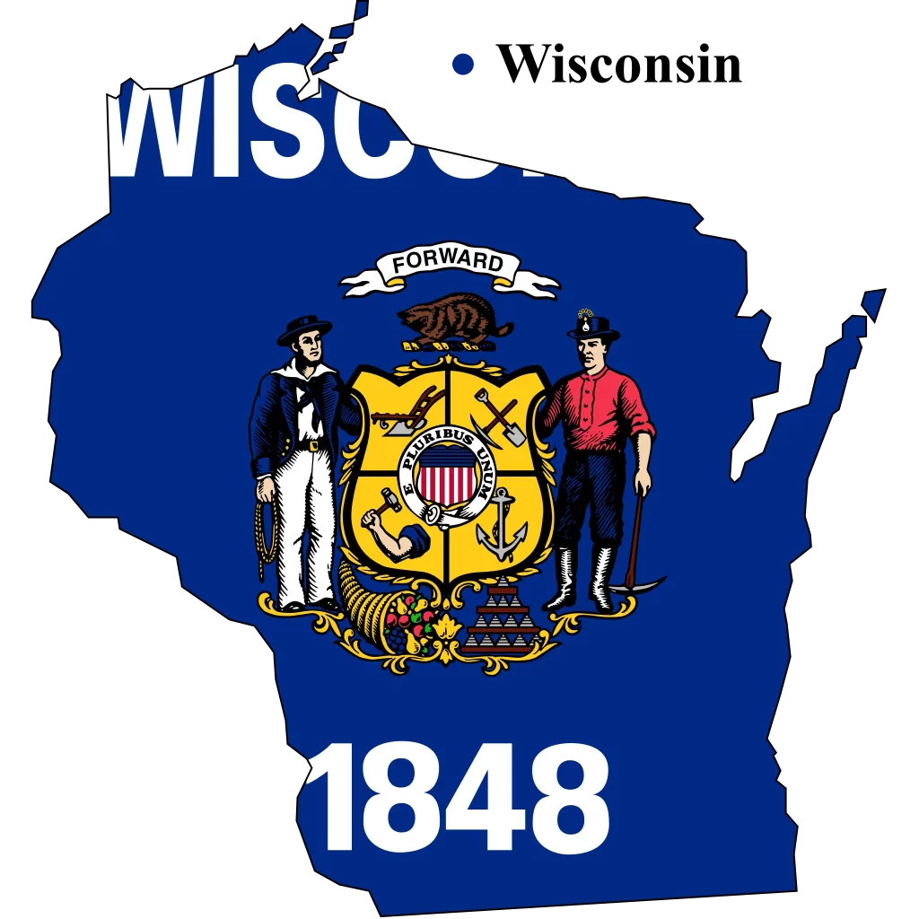Wisconsin Us state Map & flag