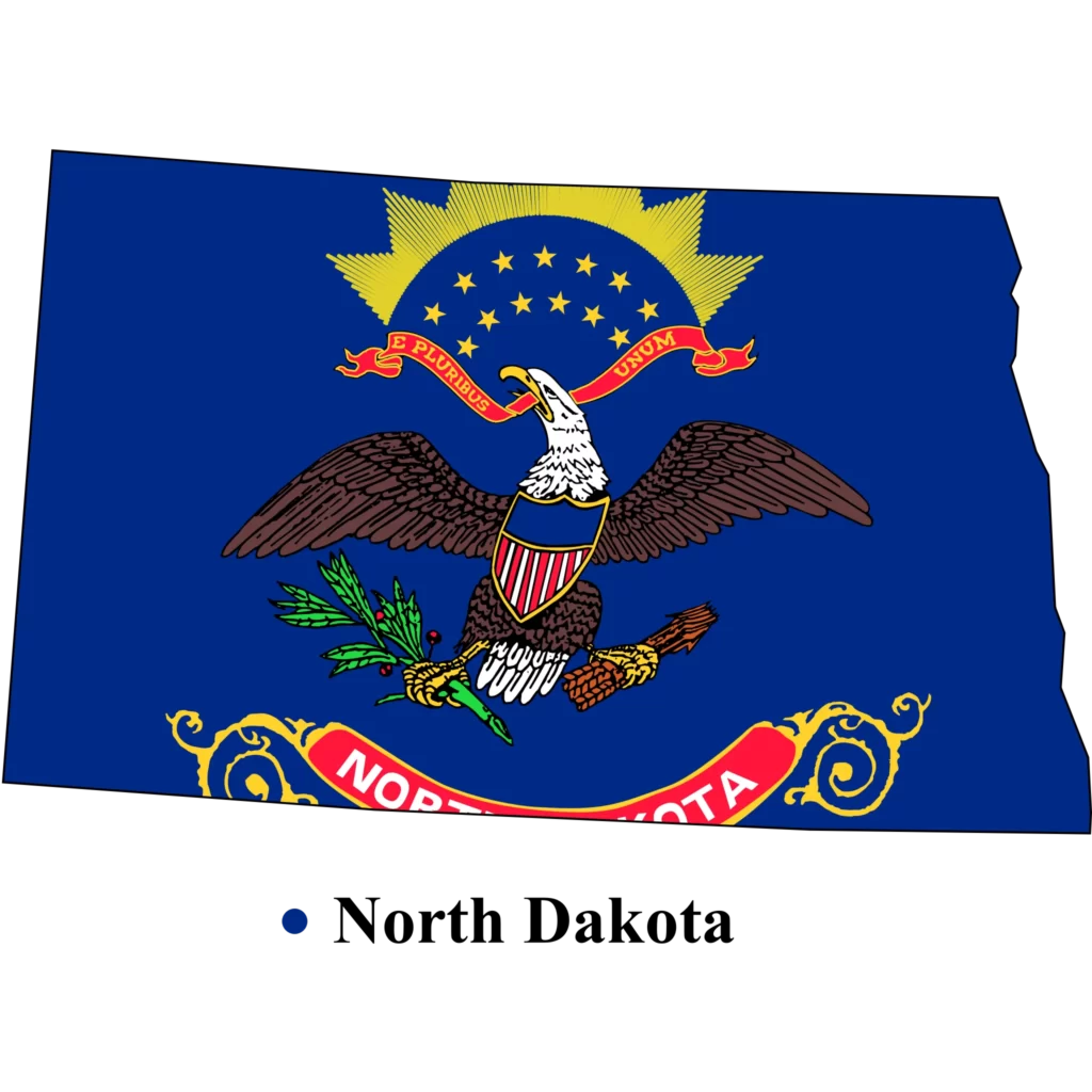 North-Dakota Us state Map & flag