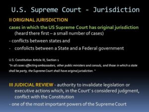 Which case would the Supreme Court hear through its original jurisdiction power?