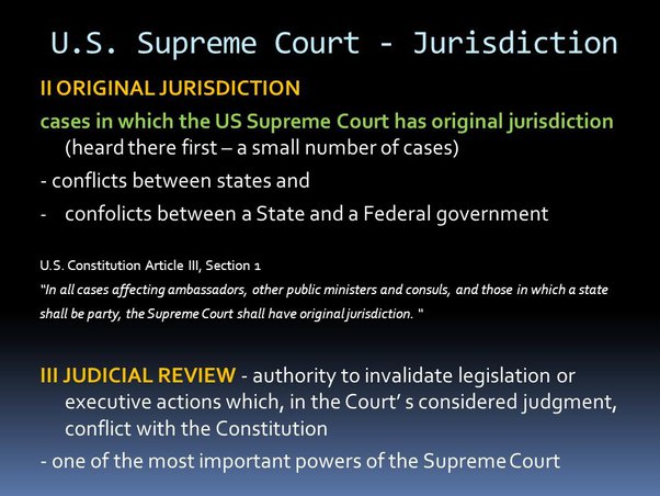 Which case would the Supreme Court hear through its original jurisdiction power